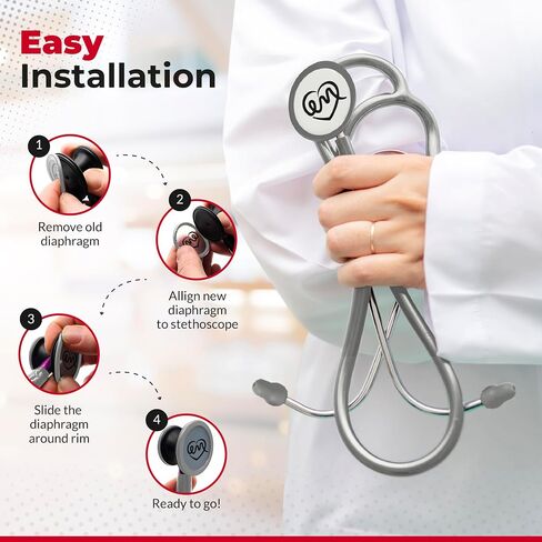 Stethoscope Replacement Part Kit for Littman Stethoscope Classic 3, Cardiology 3 & Cardiology 4 - Fits Classic III, Cardiology III & IV (Black) in Kuwait