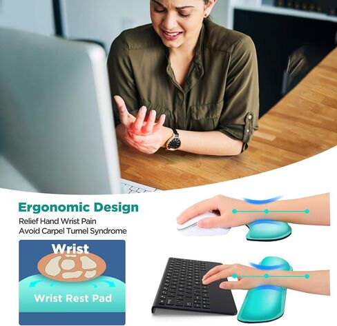 Gimars Upgrade Enlarge Silky Gel Memory Foam Wrist Rest for Computer Keyboard, Mouse, 3 PCS Ergonomic Keyboard Wrist Rest for Typing Pain Relief, Mousepad Rests, Wrist Support for Office Gaming, Black in Saudi Arabia