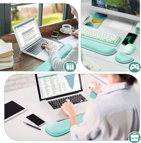 Gimars Upgrade Enlarge Silky Gel Memory Foam Wrist Rest for Computer Keyboard, Mouse, 3 PCS Ergonomic Keyboard Wrist Rest for Typing Pain Relief, Mousepad Rests, Wrist Support for Office Gaming, Black in Saudi Arabia