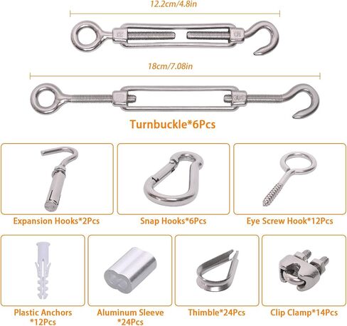 250FT 1/8" Wire Rope Kit, Vinyl Coated 304 Stainless Steel Wire Cable, 7x7 Strands 920LBS Breaking Strength, M5 Turnbuckle for Cable Wire, String Light Hanging Kit for Outdoor, Garden, Clothesline in Saudi Arabia