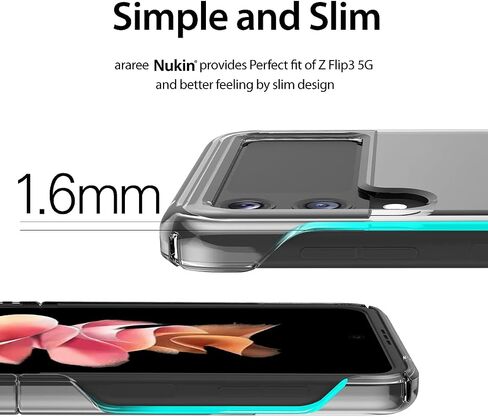 araree Nukin Samsung Galaxy Z Flip 3 5g Case, Translucent Thin Cover Slim Sturdy Scratchproof Hard PC Phone Case Minimalist Solid Sleek Designed for Galaxy Z Flip 3 5g(2021) - Clear in Saudi Arabia