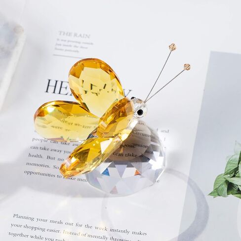 Crystal Pink Collectible Butterfly Statue Gift for Butterfly Lover, Crystal Butterfly Figurine for Home Office Decor in Kuwait