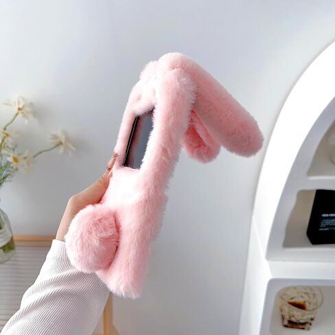 Omio for Samsung Galaxy Z Flip 5 Rabbit Fur Plush Case, Warm Plush Cute Case for Girls Women Fluffy Furry Back Cover Slim Shockproof Cover for Samsung Galaxy Z Flip 5 5G, Pink in Saudi Arabia