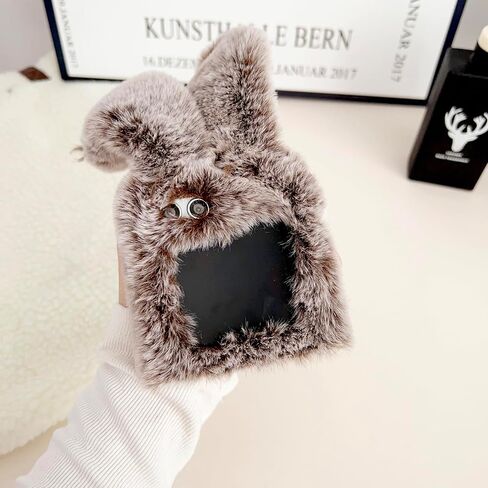 Omio for Samsung Galaxy Z Flip 5 Rabbit Fur Plush Case, Warm Plush Cute Case for Girls Women Fluffy Furry Back Cover Slim Shockproof Cover for Samsung Galaxy Z Flip 5 5G, Pink in Saudi Arabia