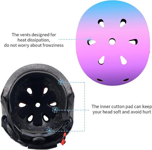 Adjustable Color Gradient Skateboard Helmet for 3-5-8-14+Ages【Toddler Kids Youth Adult】 Girls Boys Woman.Bike Helmet for Multi-Sports Cycling Bicycle Scooter Inline Roller Skate Rollerblading in Saudi Arabia
