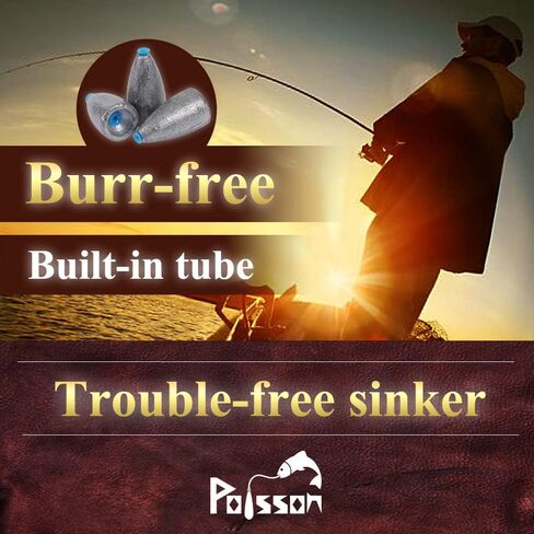 Poisson Bullet Sinker Burr-Free Built-in Tube Lead Worm Fishing Sinker Weight in Saudi Arabia
