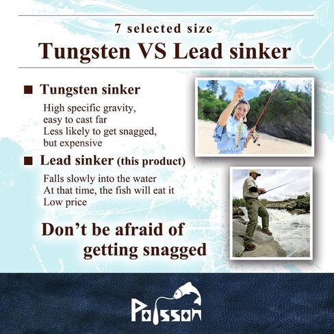 Poisson Bullet Sinker Burr-Free Built-in Tube Lead Worm Fishing Sinker Weight in Saudi Arabia