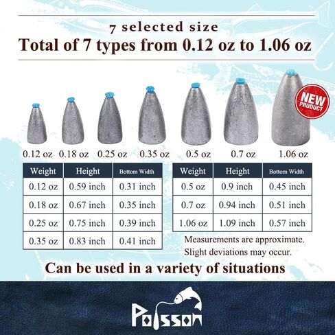 Poisson Bullet Sinker Burr-Free Built-in Tube Lead Worm Fishing Sinker Weight in Saudi Arabia