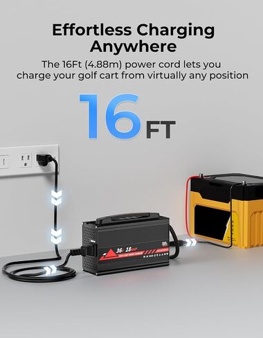 KEMIMOTO 36V 18A Golf Cart Battery Charger, 5-Stage Smart Charging Technology, 900W Fast Charging, Fully Charged in 4-6H, Lead Acid Battery Charger for EZGO TXT/TXTE/TXT PDS/Freedom TXT/Shuttle in Saudi Arabia