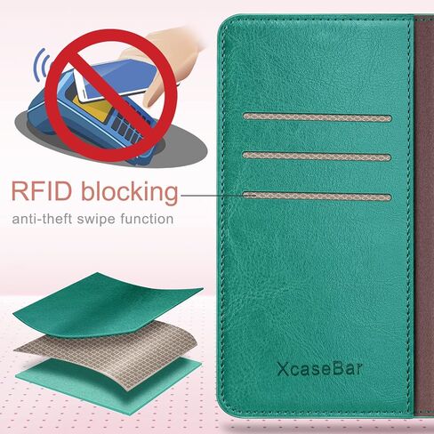 حافظة XcaseBar لهاتف Google Pixel 6 Pro 5G مزودة بميزة RFID Blocking حامل بطاقة الائتمان، حافظة هاتف من جلد البولي يوريثان قابلة للطي وغطاء واقٍ مقاوم للصدمات للنساء والرجال لهاتف Pixel6Pro باللون الذهبي الوردي in Kuwait