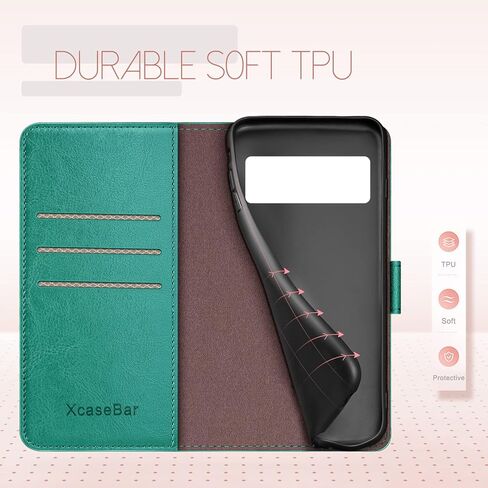 حافظة XcaseBar لهاتف Google Pixel 6 Pro 5G مزودة بميزة RFID Blocking حامل بطاقة الائتمان، حافظة هاتف من جلد البولي يوريثان قابلة للطي وغطاء واقٍ مقاوم للصدمات للنساء والرجال لهاتف Pixel6Pro باللون الذهبي الوردي in Kuwait