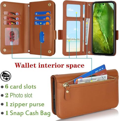 Jaorty for Google Pixel 8a Phone Case with RFID Blocking Card Holder for Women Men,Phone Case Wallet for Pixel 8a with Wrist Strap,PU Leather Zipper Pocket Credit Card Slots Flip Cover,Dark Red in Saudi Arabia