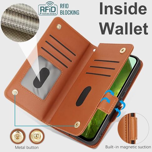 Jaorty for Google Pixel 8a Phone Case with RFID Blocking Card Holder for Women Men,Phone Case Wallet for Pixel 8a with Wrist Strap,PU Leather Zipper Pocket Credit Card Slots Flip Cover,Dark Red in Saudi Arabia