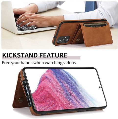 NKECXKJ Design for Samsung Galaxy A53 5G Wallet Case with Tempered Glass Screen Protector PU Leather Credit Card Holder Slot Phone Cases Kickstand Shockproof Protective Cover for Women Men 6.5" Black in Kuwait