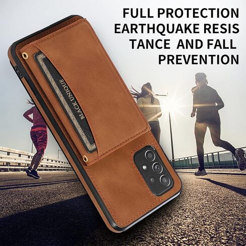 NKECXKJ Design for Samsung Galaxy A53 5G Wallet Case with Tempered Glass Screen Protector PU Leather Credit Card Holder Slot Phone Cases Kickstand Shockproof Protective Cover for Women Men 6.5" Black in Kuwait
