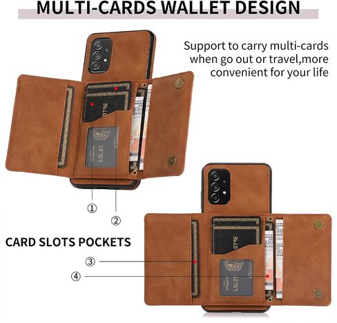 NKECXKJ Design for Samsung Galaxy A53 5G Wallet Case with Tempered Glass Screen Protector PU Leather Credit Card Holder Slot Phone Cases Kickstand Shockproof Protective Cover for Women Men 6.5" Black in Kuwait