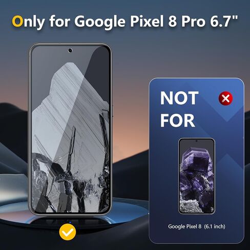 [عبوتان + عبوتان] عبوتان لواقي شاشة من الزجاج المقوى للخصوصية Google Pixel 8 Pro مع عبوتين من واقي عدسة الكاميرا، يدعم فتح بصمة الإصبع، صلابة 9H in Saudi Arabia