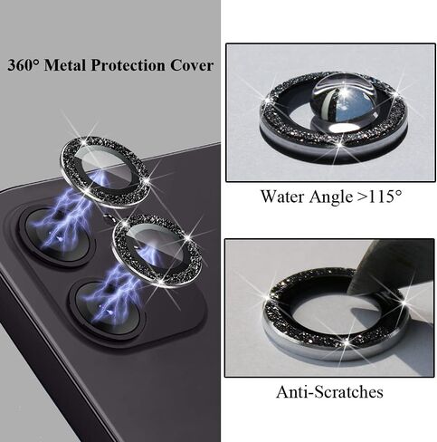 2X2 Pack Bling Camera Lens Protector متوافق مع iPhone 16 Plus /16، حلقة غطاء الكاميرا من الزجاج المقوى، مضاد للخدش، صديق للحافظة، ألماس فضي شفاف للغاية in Kuwait