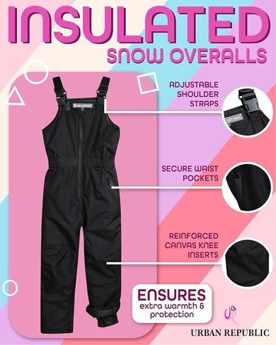 مريلة الثلج للأطفال من URBAN REPUBLIC - سروال تزلج معزول للجنسين - سروال ثلج مقاوم للماء للأولاد والبنات (5-16) in Kuwait