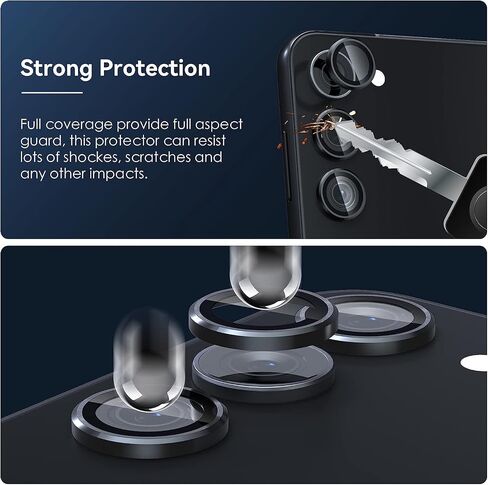for Galaxy A15 5G Camera Lens Protector, Anti-Scratch HD Clarity 9H Tempered Glass with Aluminum Edging, Individual Lens Screen Protective Ring for A15 5G, 2 Set, Black in Saudi Arabia