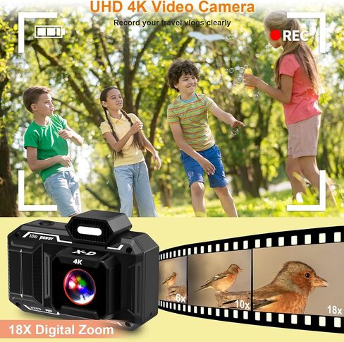 Upgraded 4K Digital Camera,HD 48MP 18X Zoom Anti Shake Auto Focus Kid Camera with 32G Card, Point and Shoot Camera with 2.8" Screen, Compact & Portable Video Camera for Kids, Teens, Beginners - Orange in Saudi Arabia