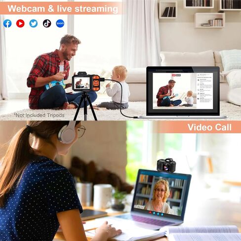 Upgraded 4K Digital Camera,HD 48MP 18X Zoom Anti Shake Auto Focus Kid Camera with 32G Card, Point and Shoot Camera with 2.8" Screen, Compact & Portable Video Camera for Kids, Teens, Beginners - Orange in Saudi Arabia