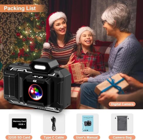 Upgraded 4K Digital Camera,HD 48MP 18X Zoom Anti Shake Auto Focus Kid Camera with 32G Card, Point and Shoot Camera with 2.8" Screen, Compact & Portable Video Camera for Kids, Teens, Beginners - Orange in Saudi Arabia