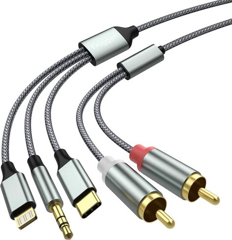 Lightning to RCA Audio Aux Cable, USB C to 2 RCA Audio Cable, RCA to 3.5mm Cable Compatible with Lightning USB C 3.5mm, for Home Theater, Speaker, Power Amplifier, Car in Saudi Arabia