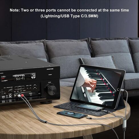 Lightning to RCA Audio Aux Cable, USB C to 2 RCA Audio Cable, RCA to 3.5mm Cable Compatible with Lightning USB C 3.5mm, for Home Theater, Speaker, Power Amplifier, Car in Saudi Arabia