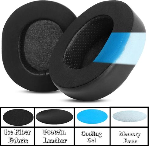استبدال وسائد الأذن من الجل من Arctis 7P المتوافقة مع سماعات SteelSeries Arctis 7P 7P+/Arctis 5/Pro/Audio ATH M50 M50X M40X M50XBT /Hyper X Cloud II Cloud 1 (أسود) in Kuwait