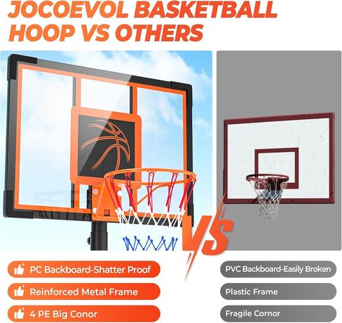 Basketball Hoop Outdoor 5-8.5ft Adjustable, Portable Basketball Hoops & Goals for Youth, Adults in Backyard/Driveway/Indoor, Shatterproof Backboard System with Fillable Base, 2 Wheels, Nylon Net in Saudi Arabia