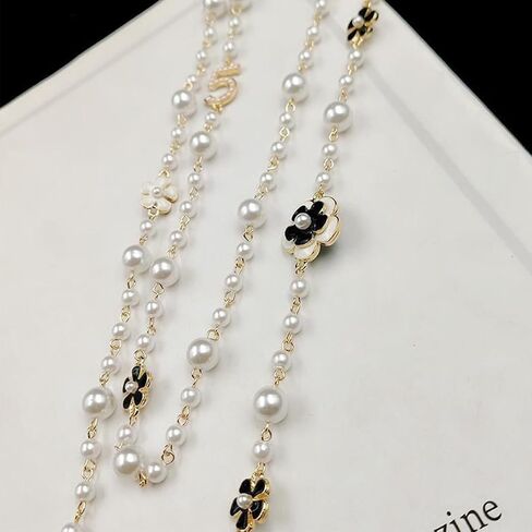8MM Round Simulated Shell Pearl Strand Layered Necklace for Women, Double Layer Imitation Long Pearl Strand Necklace for Party, Vintage Costume Jewelry in Saudi Arabia
