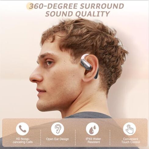 MINISO X28 Open Ear Headphones Wireless Earbuds Bluetooth 5.4 Air Conduction Sport Headsets with Earhooks, Sweat Resistant 80Hrs Playtime Earphones for Sport, Running -Green in Saudi Arabia
