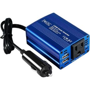 FOVAL 150W Car Power Inverter 12V DC to 110V AC Converter Vehicle Adapter Plug Outlet with 3.1A Dual USB Car Charger for Laptop Computer