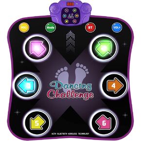 Dance Mat for Kids 3-12 Years Old, Bluetooth Electronic Dance Pad, Light-up 8-Button Dance Mat Toys with 5 Game Modes, Christmas Birthday Toys Gifts for 3 4 5 6 7 8 9 10 11 12+ Year Old Girls