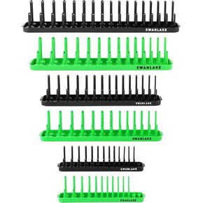 SWANLAKE Socket Organizer Set,6PCS SAE and Metric Socket Tray Set,1/4", 3/8", and 1/2" Drive Socket Holders Organizers for Toolbox