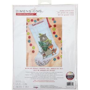Dimensions 70-09619 Holiday Farm Stocking Counted Cross Stitch Kit, 16" Long, Multicolor, 6 Pieces