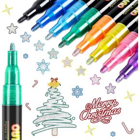 FUMILE 48 Colors Acrylic Paint Markers Dual Tip(Fine and Dot Tip), Paint Pens Acrylic Markers for Wood, Rock, Plastic, Glass, Ceramic, Canvas.Acrylic Paint Markers Set for DIY Christmas Card and Art
