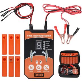 Fuel Injector Tester Universal Fuel Injector Cleaner Kit, 6 Sizes Cleaning Adapters, 8 Pulse Modes, DIY Fuel Injector Cleaner Tool Automotive Motorcycle Injector Tester Kit, 12V/5V Output Power