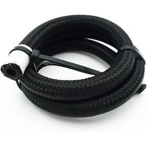 -12 AN Hose Fuel Line, Nylon Braided CPE Rubber, Compatible with Fuel System, E85, E10, Oil, Gasoline, Methanol, Lubricants, Coolant System (2 Feet)
