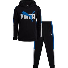 PUMA Boys' Jogger Set -2 Piece Active Fleece Pullover Graphic Hoodie Sweatshirt and Sweatpants for Boys (8-16)