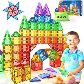 IGIVI بلاط مغناطيسي للأطفال ألعاب حسية للأطفال من سن 3 4 5 6 7 8+ للأولاد والبنات في سن 3 سنوات، ألعاب بناء كتل مغناطيسية للأطفال الصغار، ألعاب تعليمية لتعلم العلوم والتكنولوجيا والهندسة والرياضيات، هدايا عيد ميلاد لعمر 3 سنوات فما فوق