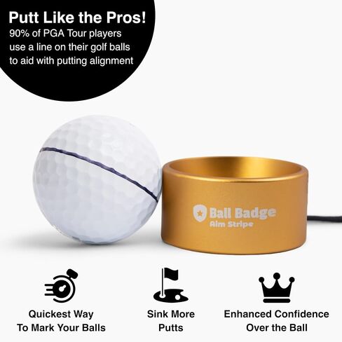 Ball Badge Aim Stripe - 360 Degree Golf Ball Line Marker Kit with Golf Bag Attachment for Perfect Alignment and Precision Putting - Includes Golf Ball Marker Stencil and Accessories (Grey) in Saudi Arabia
