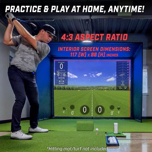 GoSports Golf Simulator Enclosure Nets - Choose 10 x 8 ft or 14 x 8 ft - Complete Set with Frame and HD Impact Screen Kit in Saudi Arabia