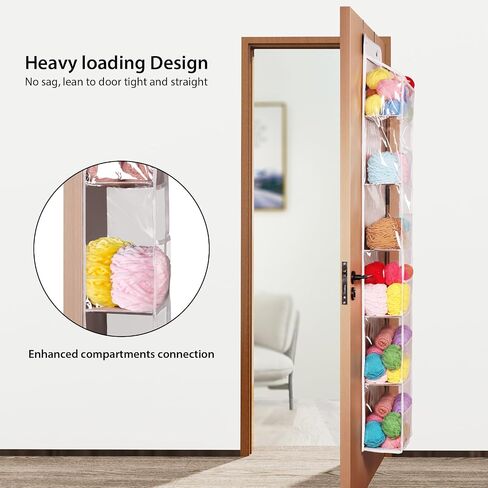 Univivi Door Hanging Yarn Storage Organizer, Knitting and Crochet Organizer Yarn Ball Storage with 5 Clear Plastic Pockets & 2 Big Metal Hooks for Knitting Needles, Crochet Hooks, Yarn Balls in Saudi Arabia