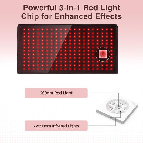 HOMLYNS Red Light Therapy Pad, 31.5" × 11.8" Infrared Light Therapy Pad with 5 Light and 6 Timer Levels, 360 3-in-1 LED Modules, 660nm & 850nm Near Infrared with Pulse Mode in Saudi Arabia