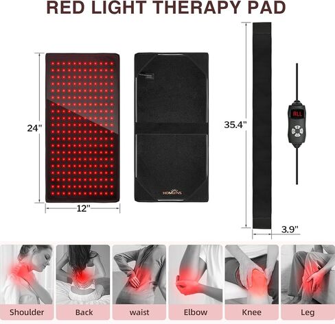 HOMLYNS Red Light Therapy Pad, 31.5" × 11.8" Infrared Light Therapy Pad with 5 Light and 6 Timer Levels, 360 3-in-1 LED Modules, 660nm & 850nm Near Infrared with Pulse Mode in Saudi Arabia