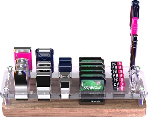 25 Slot Wooden Memory Card Case Box and USB Drive Stand - SD Card Holder, Micro SD Case, Mobile Card Taking Needle - FSNH01M in Saudi Arabia