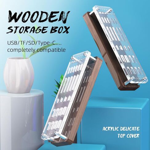 25 Slot Wooden Memory Card Case Box and USB Drive Stand - SD Card Holder, Micro SD Case, Mobile Card Taking Needle - FSNH01M in Saudi Arabia