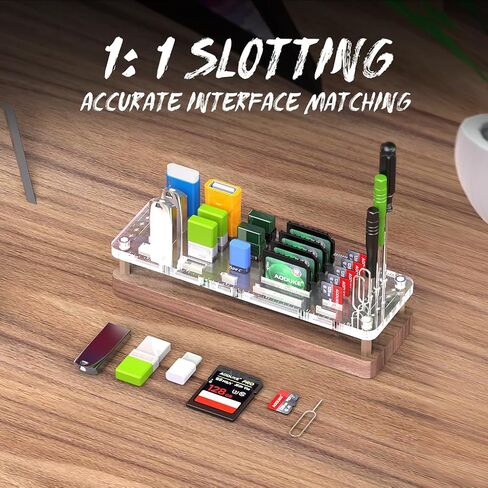 25 Slot Wooden Memory Card Case Box and USB Drive Stand - SD Card Holder, Micro SD Case, Mobile Card Taking Needle - FSNH01M in Saudi Arabia